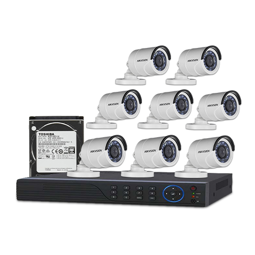 HIKVISION 8 unit 720P night vision security cc camera Package